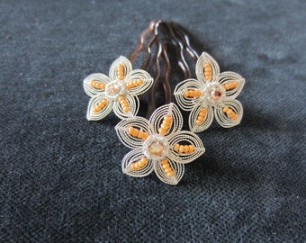 3 hairpins "Silver Wire Flower"