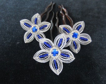 3 hairpins "Silver Wire Blossom"