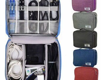 Electronics Organizer Travel Carry Case for Ipad Mini Cable Charger Cell Mobile Black Color