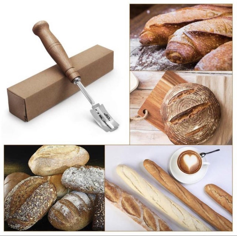 Bread Bakers Slashing Tool Dough Making Cutter 4 Blades Handle Wooden New Bread Bakers Slashing Tool Dough Making Cutter 4 Blades Handle Wooden New