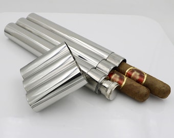 JUJOR Stainless Steel Hip Flask 2 oz & Cigar Case/Holder Combo Flask Funnel
