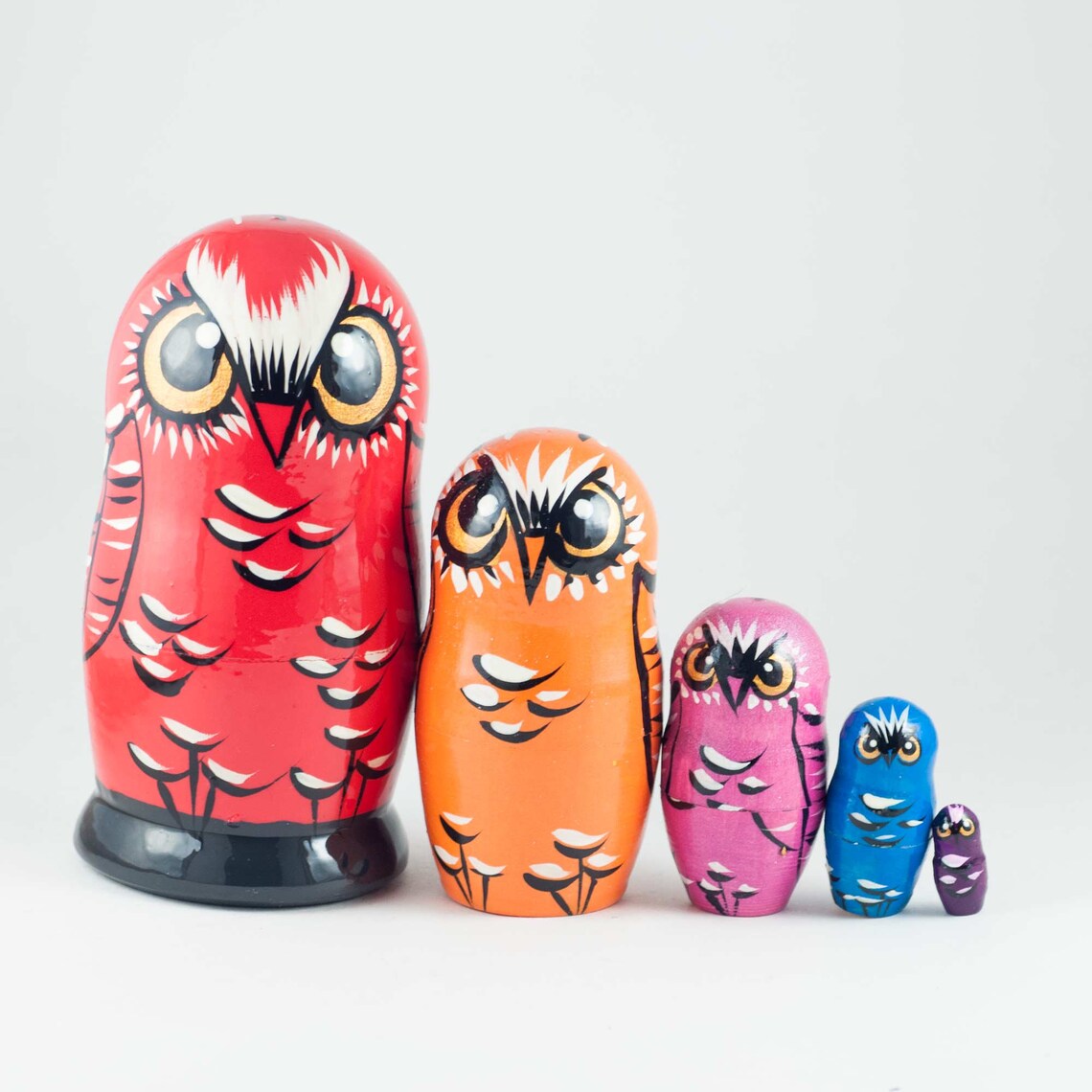Russian Matryoshka Doll Owls Family Nesting Doll Animals Etsy