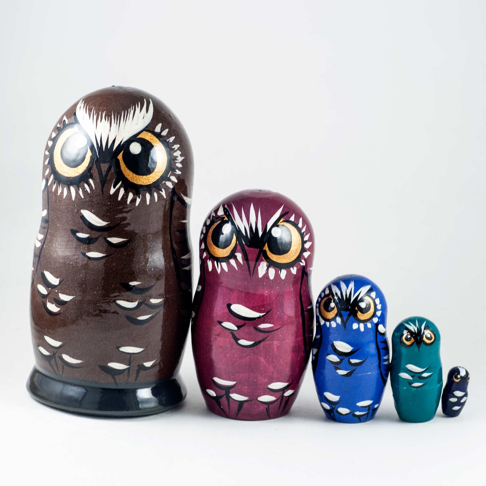 Russian Matryoshka Doll Owls Family Nesting Doll Animals Etsy