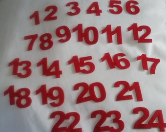Glue numbers 1-24 out of felt in red or gray to create an Advent calendar approx. 3.4 cm stickers