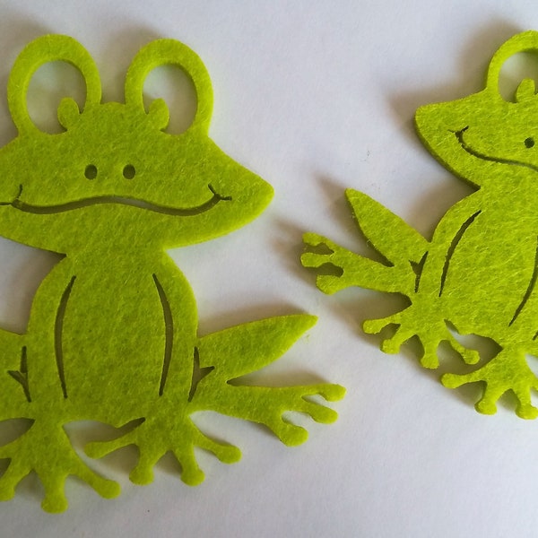 4 grenouilles en feutre Grenouilles vert clair 8,9 cm x 8,6 cm et 7,5 cm x 7,3 cm