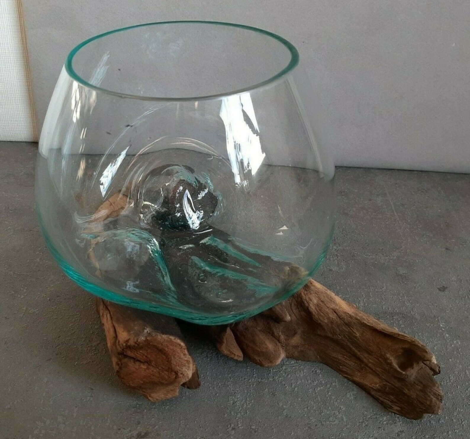 Décor naturel Vase en verre avec socle en bois 25 cm x 165 cm Etsy