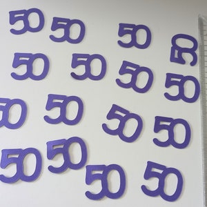 50 Streuzahlen 50. Geburtstag Deko dunkelrot oder lila 2,4 x 2,9cm Tischdeko Karten basteln