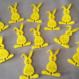 12 Filzhasen Osterhasen aus Filz 9cm gelb Hasen