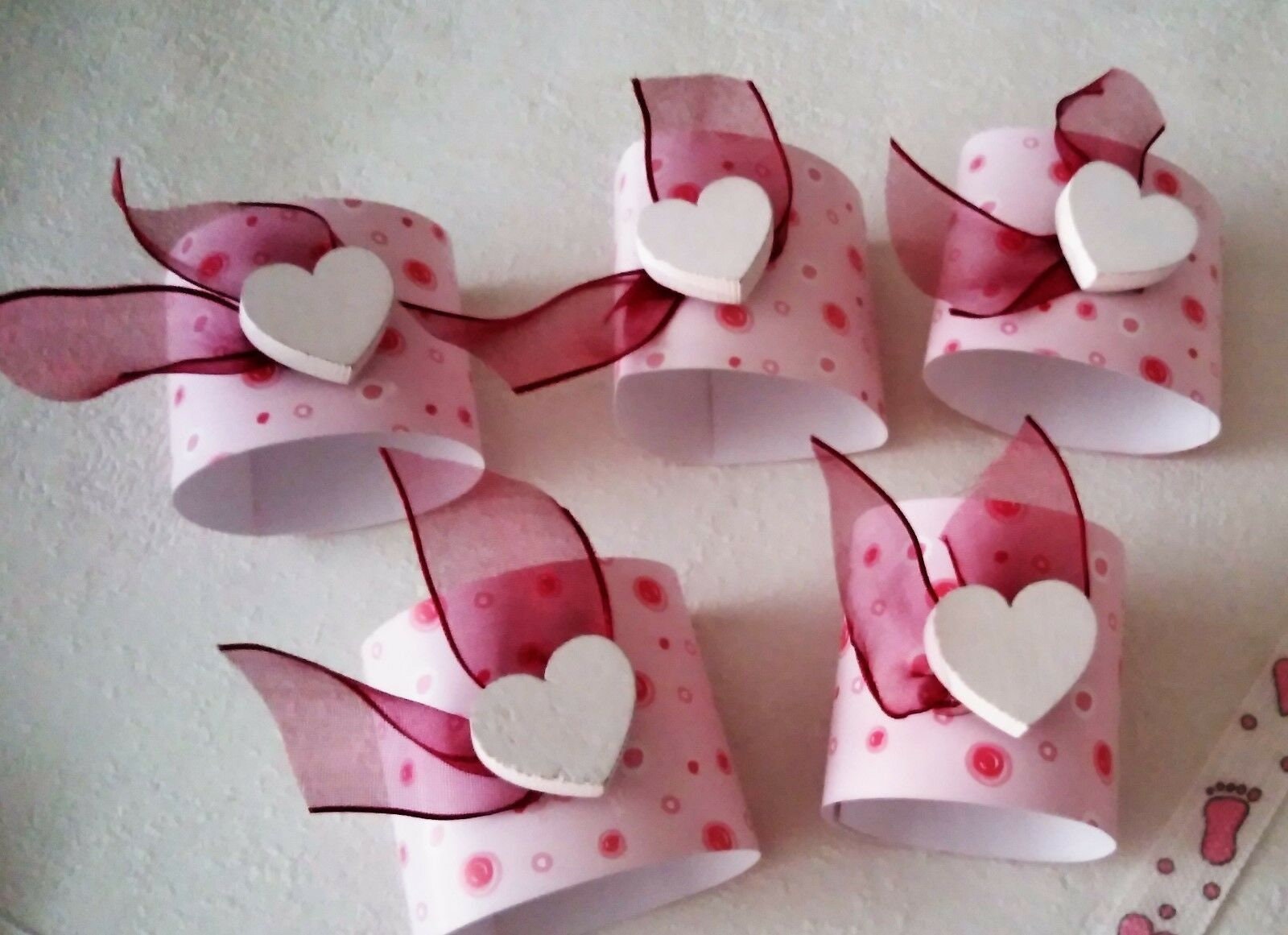 Baby Deco Set Birth Baptism Girl Pink Ribbons Napkin Rings - Etsy UK