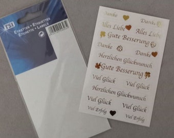 4 vellen van 16 stickers gefeliciteerd dankjewel zelfklevend goud