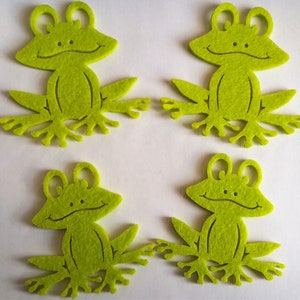 4 frogs made of felt parts Felt frogs light green 8.9 cm x 8.6 cm and 7.5 cm x 7.3 cm image 2