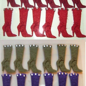 72 Filzstiefel in grau, lila, rot mit Glitzer und Klebepunkt 5cm