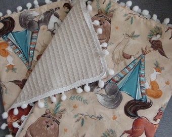 Babydecke Boho/Waffelstoff u. Baumwolle