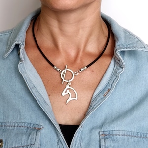 Leder und Silber Pferdehalskette
