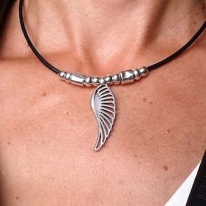 Ala Collana di pelle - collana di zamak - collana di perline - collana Boho - regalo per lei