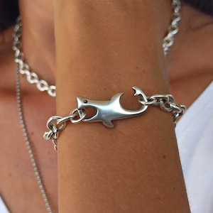 Braccialetto massiccio in argento, Braccialetto in argento squalo, Squalo in argento