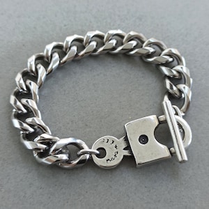 Chunky Cuban chain bracelet, Chunky Curb chain bracelet, Key and Lock bracelet, Padlock bracelet