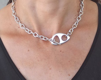 Generico Bracciale Donna In Acciaio Con Ciondolo Quadrifoglio E Strass - Catena Rolò Regolabile 19cm, Argento - 2