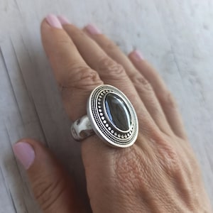 Silver Chunky Ring, Chunky Statement Ring, Antique Silver Adjustable Ring, Boho Ring image 1