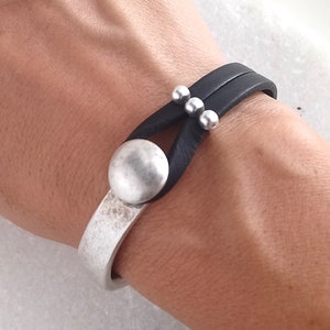 Zamak Leather bracelet - Zamak cuff - Leather bracelet