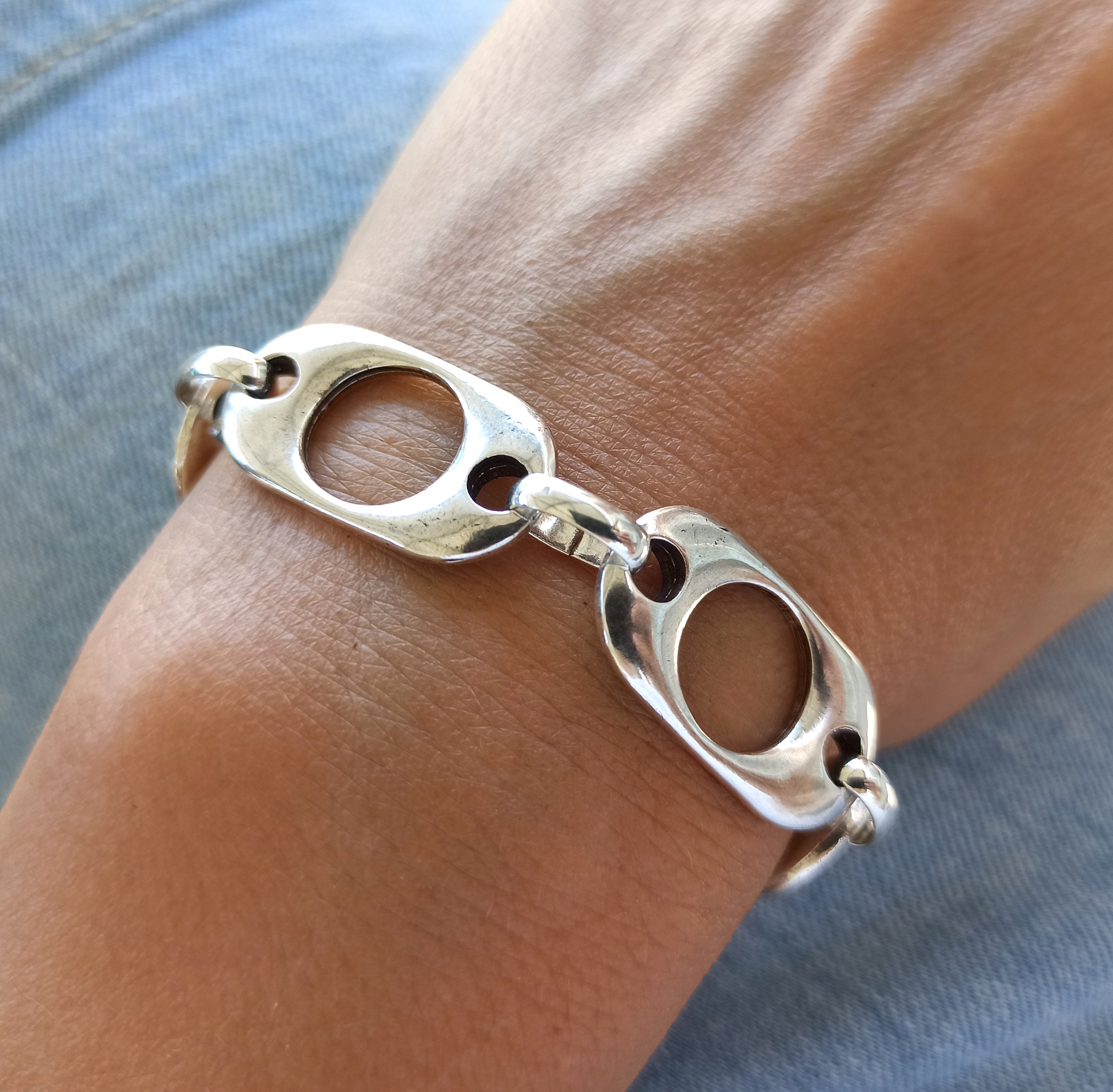 Silver Chunky Bracelet Mariner Chain Bracelet Mariner Link Etsy UK