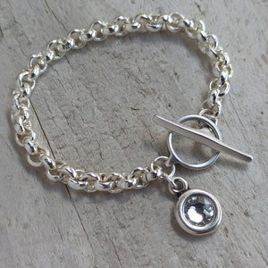 Swarovski Silver Rolo Chain Toggle Bracelet - Etsy