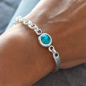 Swarovski-zilveren armband, swarovski-armband met geboortesteen, sterlingzilveren armband, zamak en swarovski
