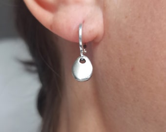 Charm hoop earrings, Tiny hoops, Dangle earrings, Tiny drop earrings