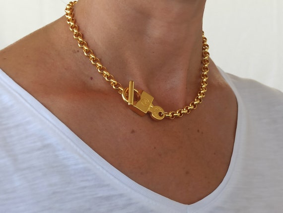 Louis vuitton chain lock necklace hot sale
