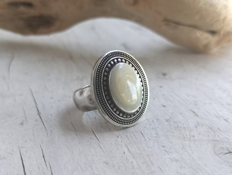 Silver Chunky Ring, Chunky Statement Ring, Antique Silver Adjustable Ring, Boho Ring image 9