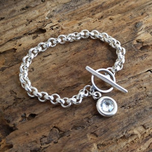 Swarovski Silver Rolo Chain Toggle Bracelet - Etsy