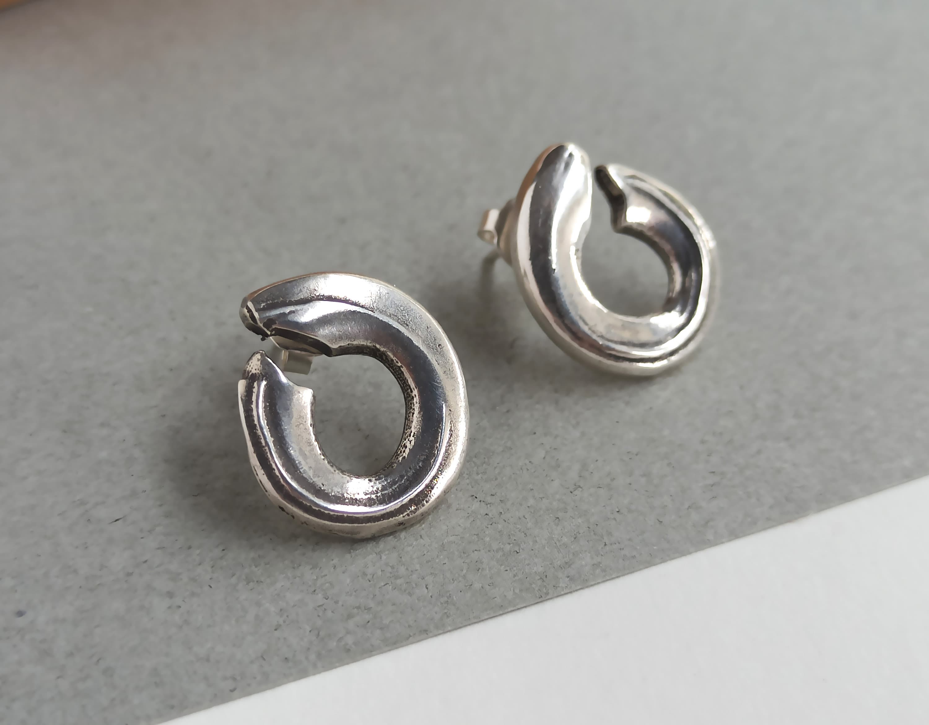 Circle Earrings, Silver Open Circle Earrings, Open Circle