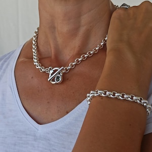 Gros collier en argent, grosse chaîne Rolo en argent Swarovski, collier à bascule Swarovski image 4
