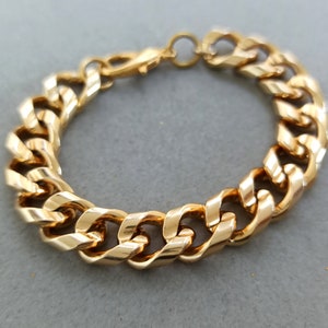 Chunky Cuban chain 18k Gold plated bracelet, Chunky Curb chain bracelet, Chunky gold bracelet
