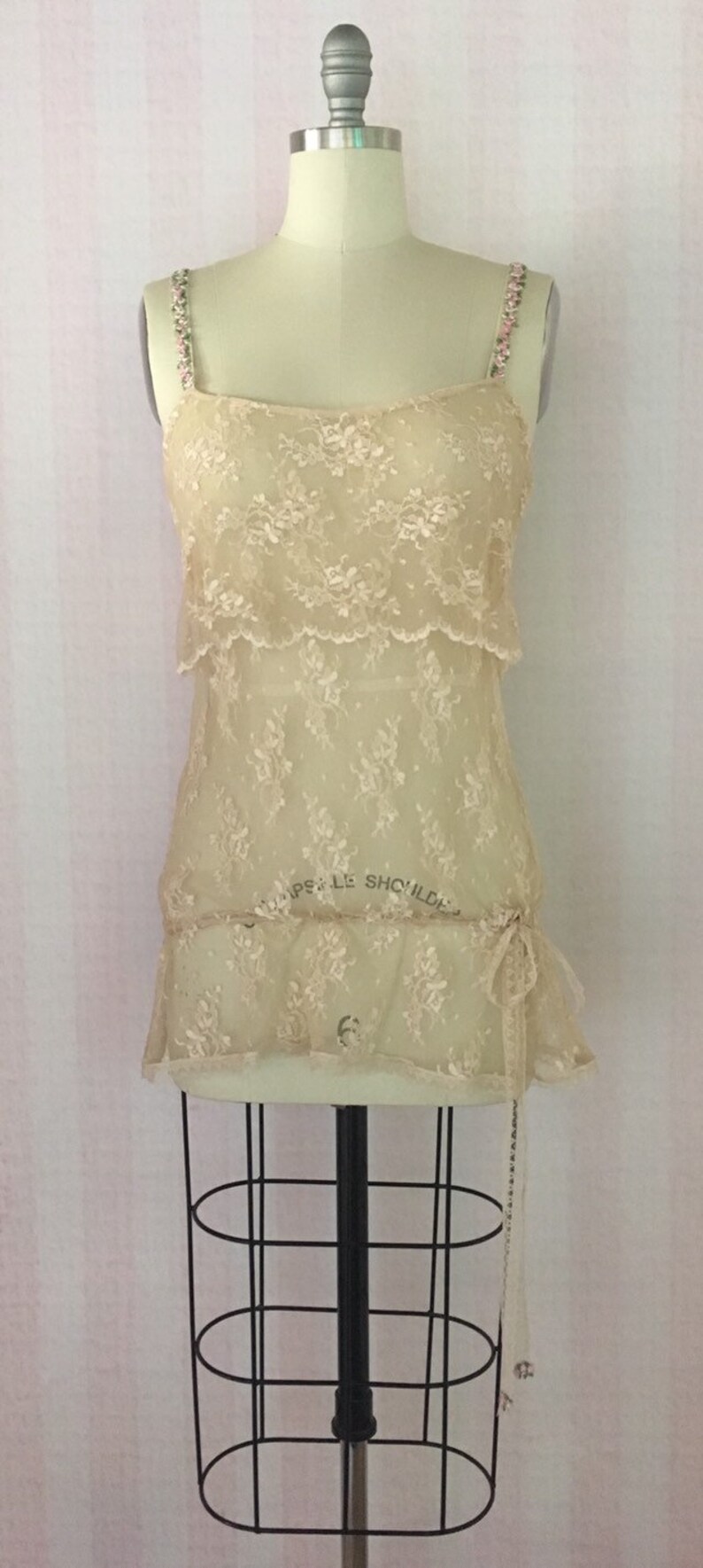 nude lace blouson camisole