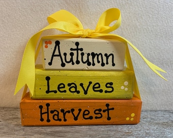 Wooden "Autumn-Leaves-Harvest" Stacked Blocks
