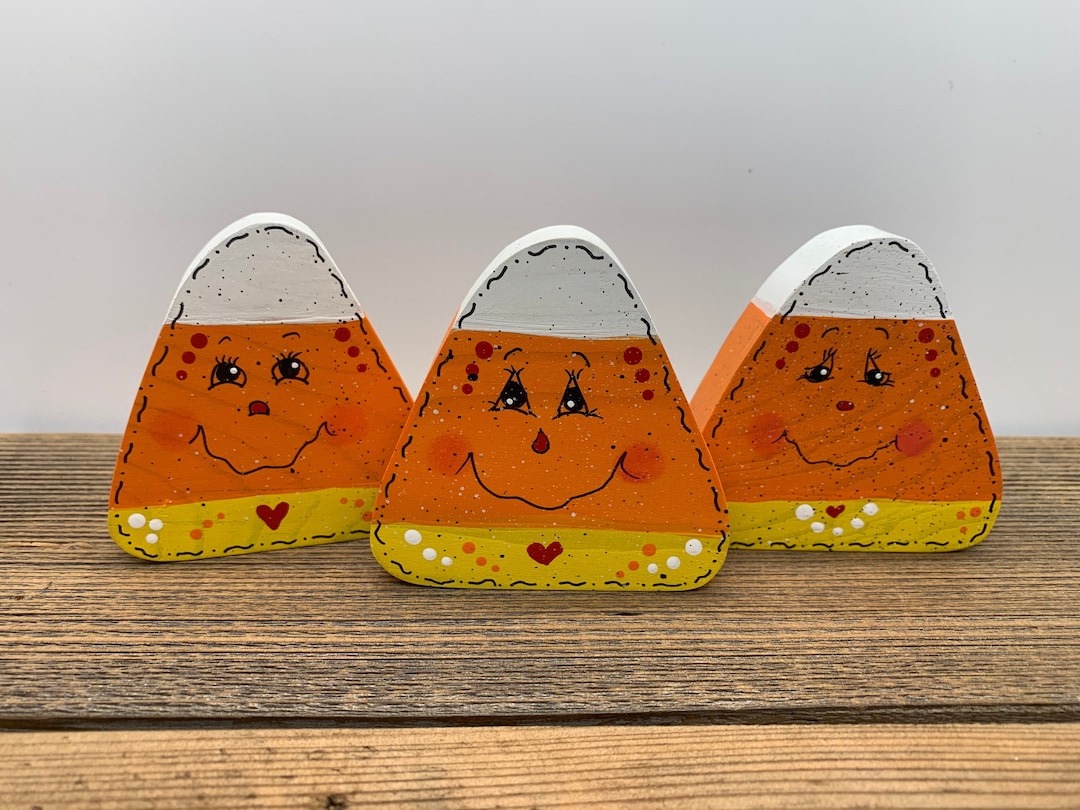 Set of 3 Hand Painted Wooden Candy Corn - Fall/harvest Home Decor - Etsy