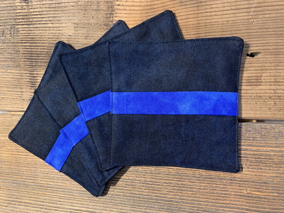 Thin Blue Line Fabric Coaster - Set of 4, Law Enforcement Decor - Etsy