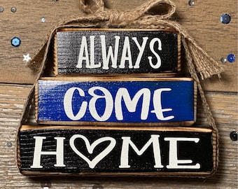 Thin Blue Line Wooden Block Decor, LEO Support Gift