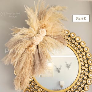 Pampas Mirror Surround, Pampas Salon Decor, Nursery Decor Arch Arrangement, Event Backdrop Floral, Baby Shower Decor Neon Pampas Arrangement