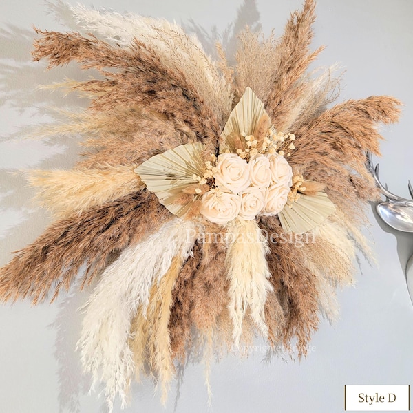 Cream Roses Palm Leaf Decor, Wedding Arch, Baby Shower Backdrop Backdrop for Parties Balloon Garland Dried Florals Boho Wedding Wall Hanging