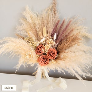 Rust Terracota Wedding Bouquet, Boho Wedding Bouquet, Beige Dried Flower Wedding, Rustic Bouquet, Bridesmaid Bouquet, Wedding Decor