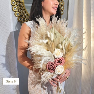 Bridal and Bridesmaid Bouquet, bohemian Bouquet, Boho Wedding, Wedding Decor, Terracotta Bouquet, Wedding Flowers, Dried Flower Bouquet