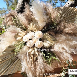 Pampas Dried Flower Arrangement Beige Pink Terracota Neutral Roses Wedding Swag Nursery Decor Event Backdrop Floral Wedding Arch Arrangement