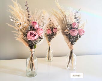 Blush Pampas Centerpiece Set 4, 6, 12 Floral Boho Wedding Centerpieces Baby Shower Bridal Bouquet Rehearsal Dinner Quinceañera Dusty Pink