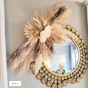 Pampas Mirror Surround, Pampas Salon Decor, Nursery Decor Arch Arrangement, Event Backdrop Floral, Baby Shower Decor Neon Pampas Arrangement