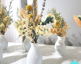 Mini Dried Flower Bouquet | Small Milk Bottle arrangement | Table Decoration | Letterbox Gift | Pampas | Boutonniere| BOHO Cake Flowers