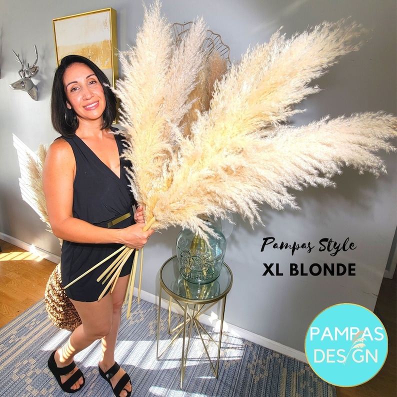 Tall Extra Large PAMPAS GRASS Fluffy 4-3.5FT Boho Wedding Decor Dried Florals Balloon Garland Wedding Decor, Wedding Arch, Baby Shower Decor 3.5-4ft XL Blonde