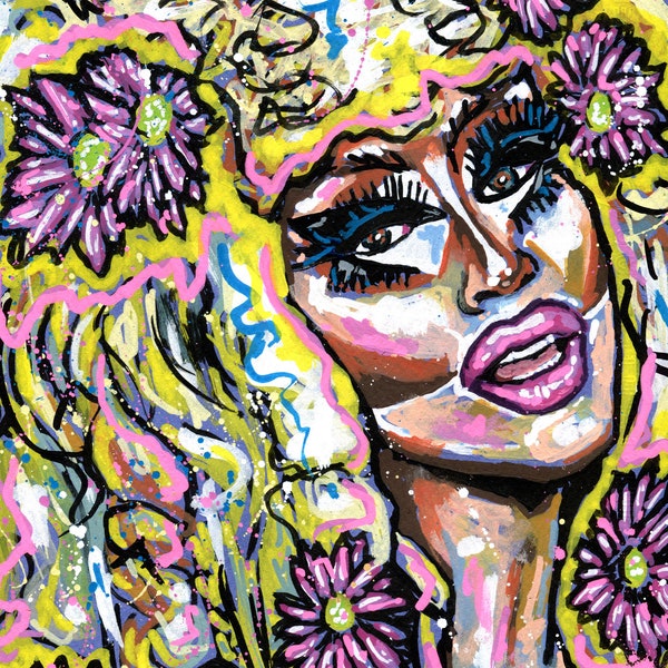Skinny Legend Trixie Mattel from Rupauls Drag Race-  A4 or A3 print of my original acrylic portrait painting