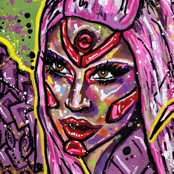 Lady Gaga Chromatica look - A4 or A3 print of my original acrylic portrait painting